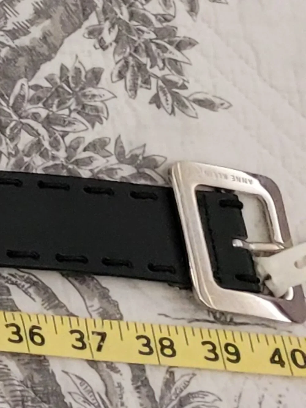 Anne Klein Black Belt Synthetic Leather Upper Silver Tone Buckle Size Medium NWT